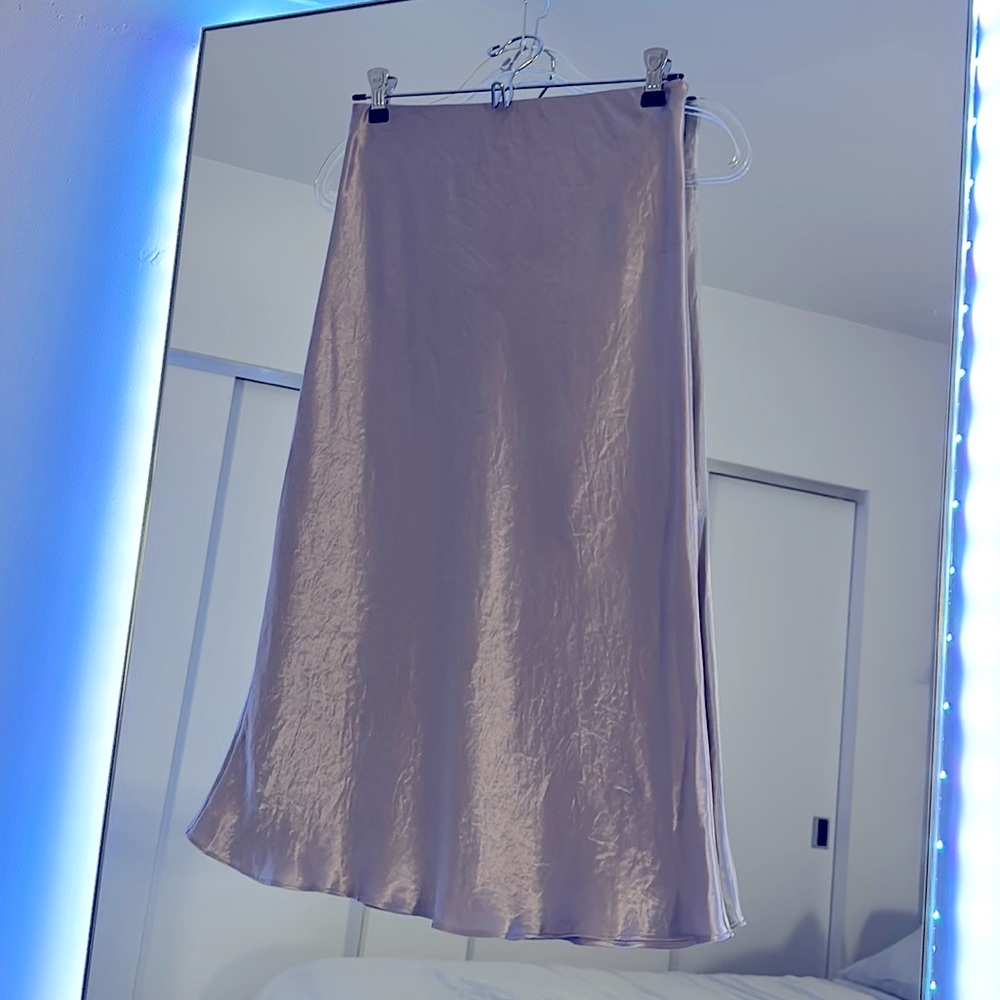 Aritzia Babaton Satin Slip Lilac Maxi Skirt